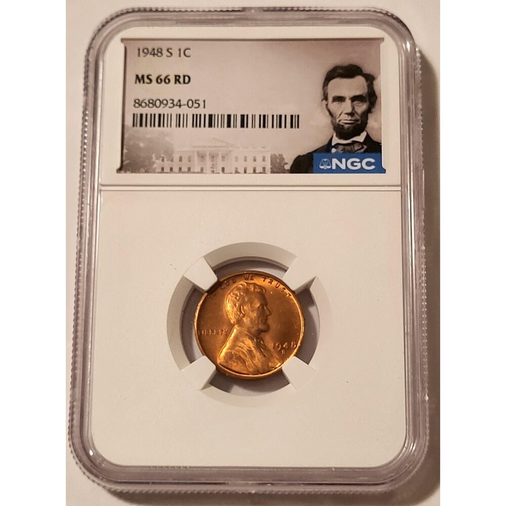 1948 S Lincoln Wheat Cent MS66 RED NGC Portrait Label